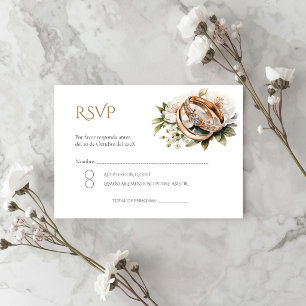 Boho-Hochzeits-RSVP-Karte auf Spanisch Begleitkarte
