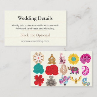 Boho-Hochzeitsdetails Karte | Chic Floral Luxe