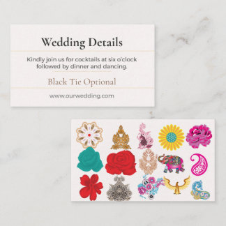 Boho-Hochzeitsdetails Karte | Chic Floral Luxe