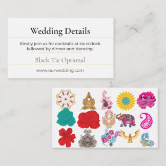 Boho-Hochzeitsdetails Karte | Chic Floral Luxe