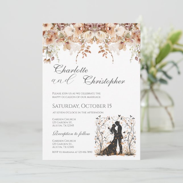 Boho-Hochzeitseinladung Einladung (Stehend Vorderseite)