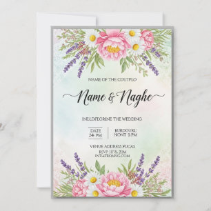 Boho-Hochzeitseinladung mit Blumenmuster Einladung
