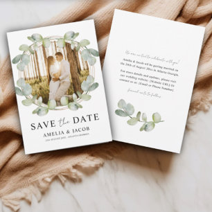 Boho Hochzeitseinladung Save the Date Salbei Grün 