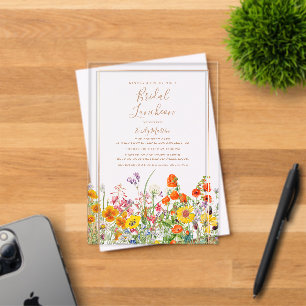 Boho-Hochzeitslunch mit farbenfrohen Wildblumen Acryleinladungen