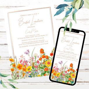 Boho-Hochzeitslunch mit farbenfrohen Wildblumen Einladung
