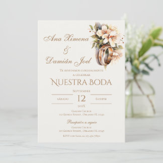 Boho-Hochzeitsringe auf Spanisch Einladung