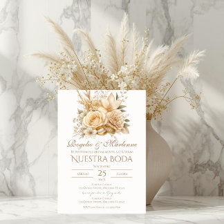 Boho-Hochzeitsringe auf Spanisch Einladung