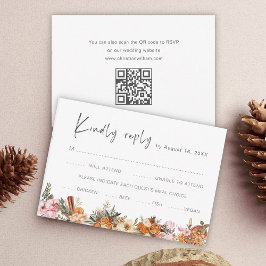 Boho Holiday Wedding QR Code RSVP Karte