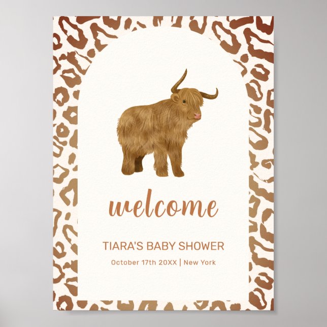 Boho Holy Cow Western Babydusche Willkommen Poster (Vorne)