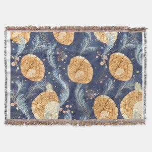 Boho-Holzoptik-Fächer und Navy-Feder-Botanik Decke