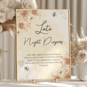 Boho Honey Baby Shower Späte Nacht Windeln Poster