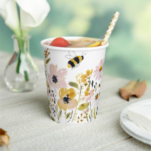 Boho Honey Bee & Wildflower-Baby-Party Pappbecher
