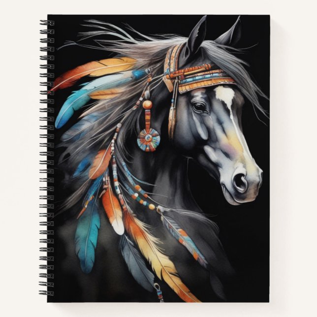 Boho Horse-Notebook Notizbuch (Vorderseite)
