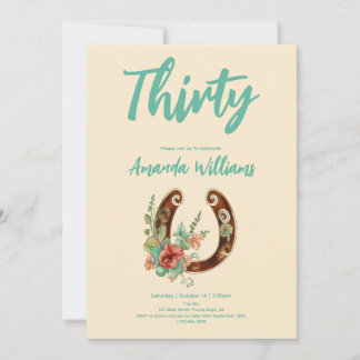 Boho Horseshoe Wildblumen 30. Geburtstag Einladung