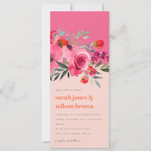 Boho Hot Pink Orange Blumenhochzeit Einladung