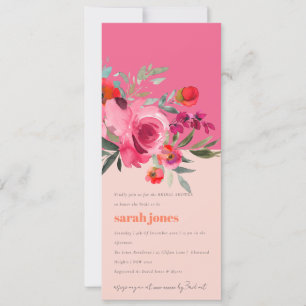 Boho Hot Pink Watercolor Brautparty Einladung