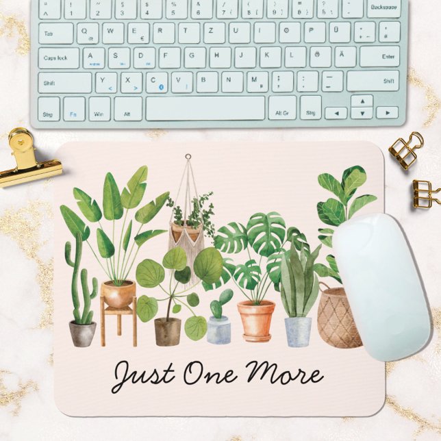 Boho Houseplant Wasserfarben-Gartenangebot Mousepad (In situ office desk)