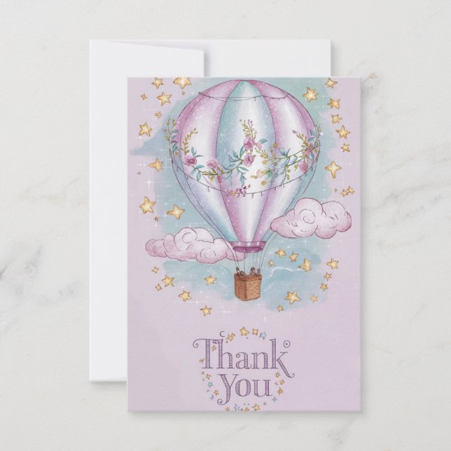 Boho Hübsch Heißluftballon Dankeskarte (Vorderseite)