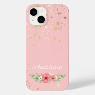 Boho Hübsch Pink & Elfenbeingrüne Blumenbezeichnun Case-Mate iPhone 14 Hülle