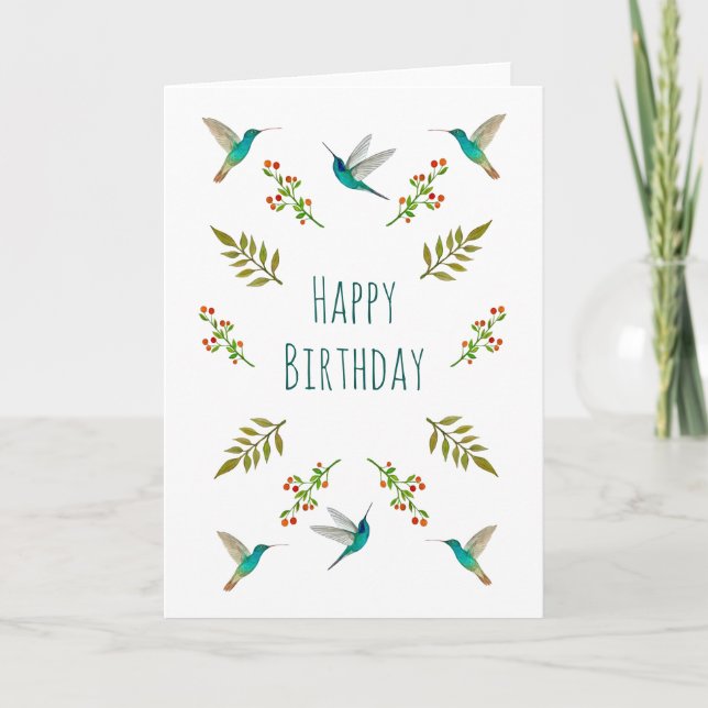 Boho Hummingbird Birthday Card Karte (Vorderseite)