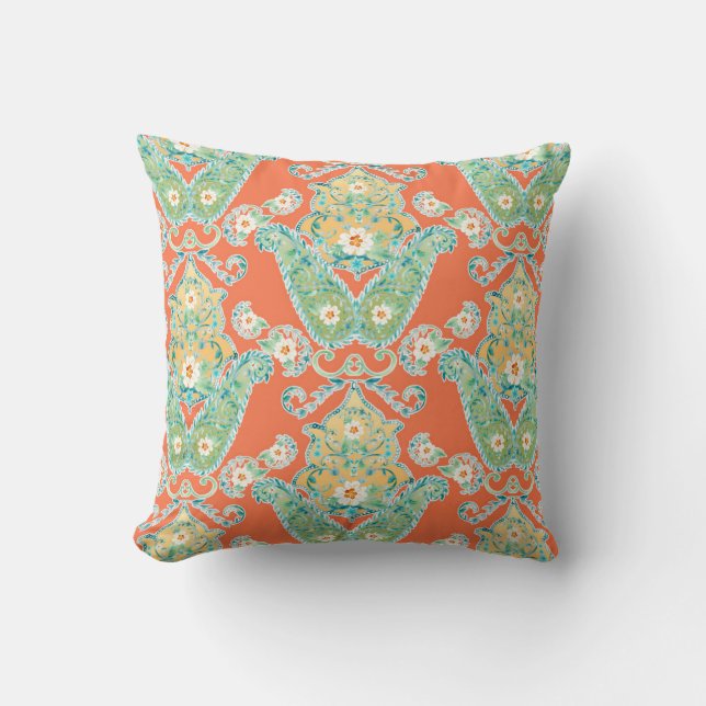 Boho Hütten-moderne Bohemische Art-Blume Paisley Kissen (Vorderseite)