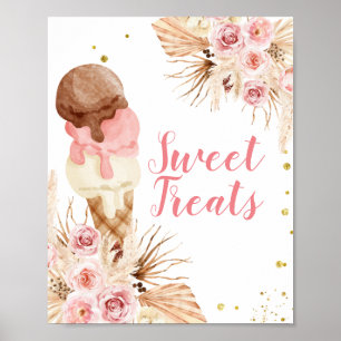 Boho Ice Cream Aquarell Süße Leckereien Zeichen Poster