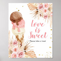 Boho Ice Creme Pampas Grass Liebe ist Sweet Sign