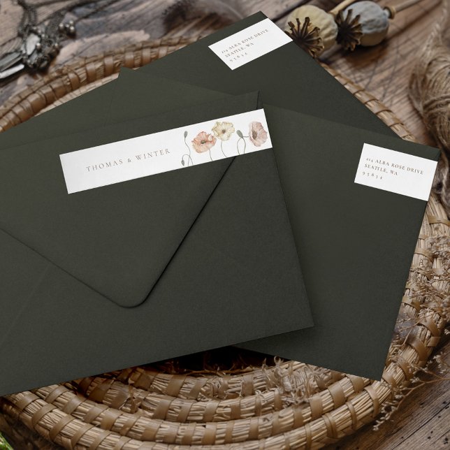 Boho Icelandic Watercolor Island Poppy Blume (Boho Icelandic Watercolor Iceland Poppy Flowers Wrap Around Label)