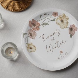 Boho Icelandic Watercolor Island Poppy Blume Pappteller