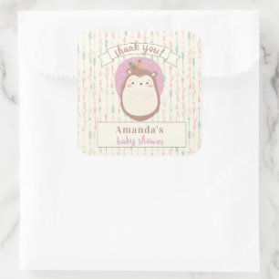 Boho Igel Stamm Pastel Arrow Gender Neutral Quadratischer Aufkleber