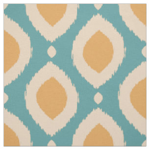 Boho Ikat Print Aqua Yellow Tribal Muster Girl Stoff