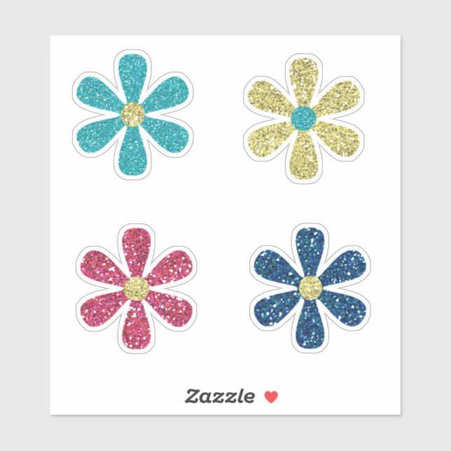 Boho Imitate Glitzer Blume Aufkleber (Blatt)
