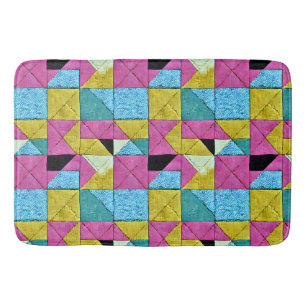 Boho Imitate Patchwork Quilt Rosa Gelb Blau Badematte