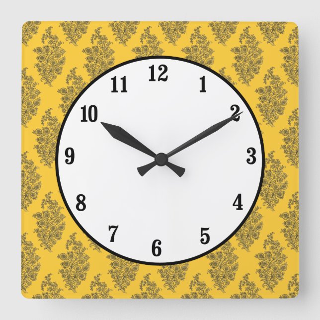 Boho India Block Print Quadratische Wanduhr (Vorderseite)