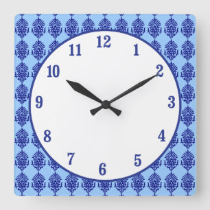 Boho India Block Print Quadratische Wanduhr