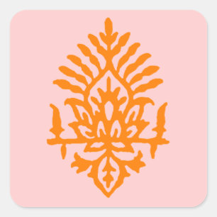 Boho India Block Print Quadratischer Aufkleber