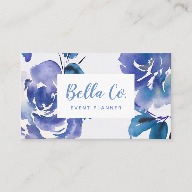 Boho Indigo-BlumenVisitenkarte Visitenkarte (Vorderseite)