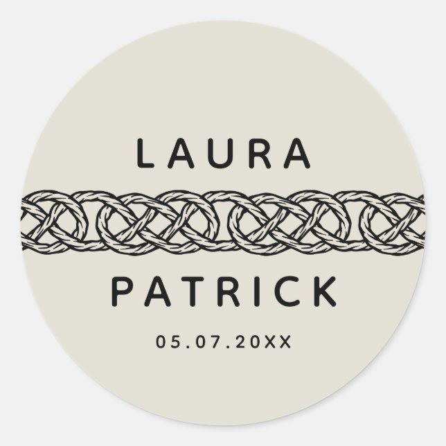 Boho individuell anpassbare Hochzeitsstiftung mit  Runder Aufkleber (Vorderseite)