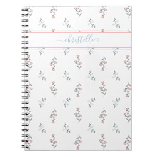 Boho Individuelle Name Hübsch Blush Blumenmuster Notizblock