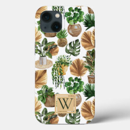 Boho Indoor Pflanze Wasserfarbmuster Monogramm Case-Mate iPhone Hülle