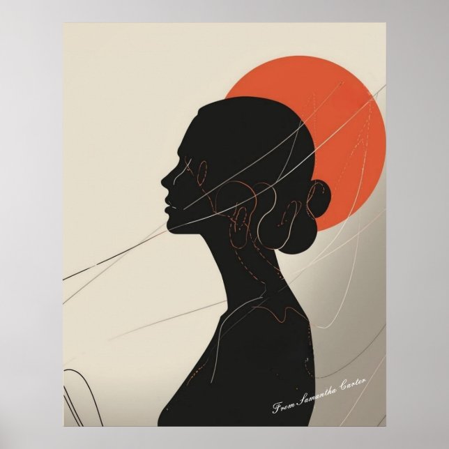Boho Inklusive Frauen-Silhouette mit Sonnenunterga Poster (Vorne)