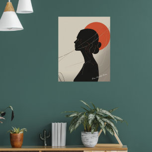 Boho inklusive Frauen-Silhouette mit Sonnenunterga Poster
