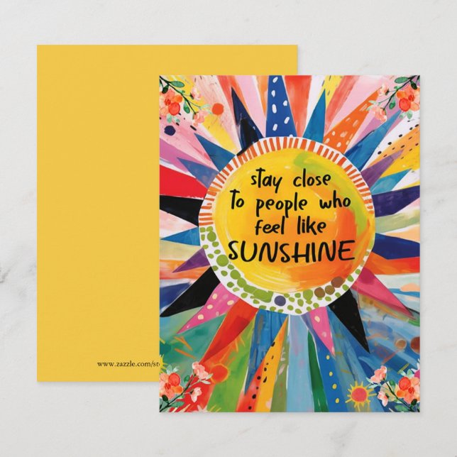 Boho Inspirational Sun Friendship Grußkarte Dankeskarte (Vorne/Hinten)