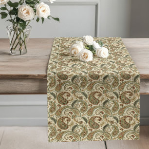 Boho-Inspiriert Earthy Paisley Patterns Pastel Gre Großer Tischläufer