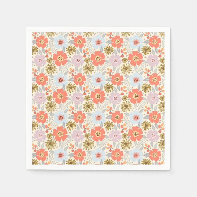 Boho Inspirierte Blumenmuster Napkins Serviette (Vorderseite)