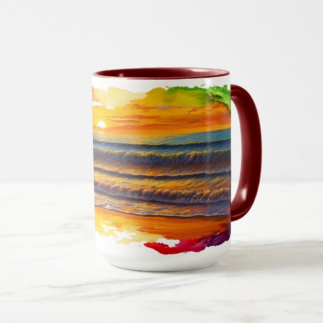 Boho inspirierter Sonnenuntergang Tasse (VorderseiteRechts)