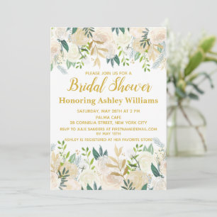 Boho Invitations de douche nuptiale White Gold Gre