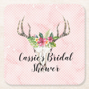 Boho Island Skull-Brautparty Rechteckiger Pappuntersetzer