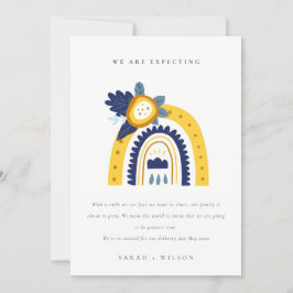 Boho jaune Floral Rainbow Baby Faire-part