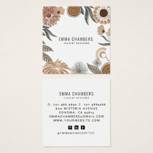 Boho Jewelry Designer Floral Carré Cartes d'affich